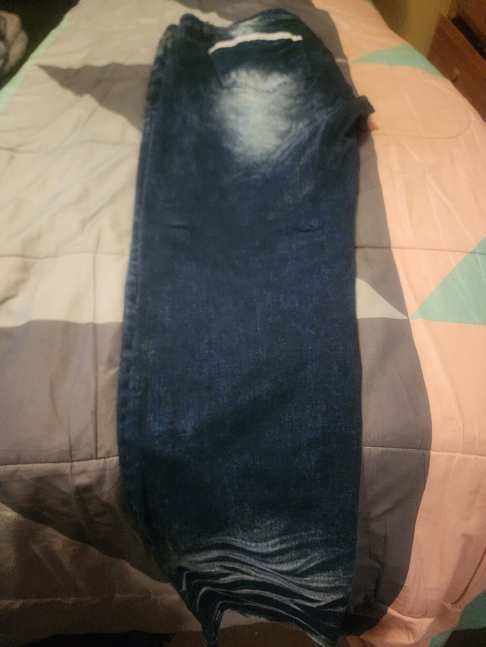 Men's Dark Blue Washed Jeans